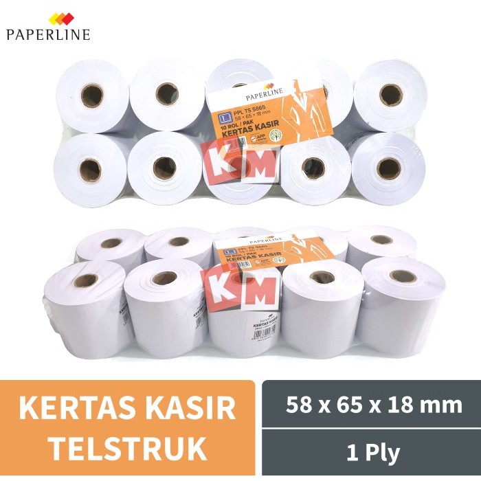 

Kertas Struk Kasir Telstruk Paperline 58 x 65 mm 1 Ply HVS Roll 58x65