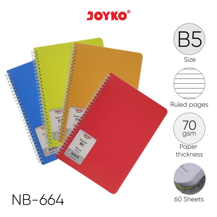 

BEBAS ONGKIR - Notebook Diary Agenda Buku Catatan Bergaris Spiral Joyko NB-664 B5