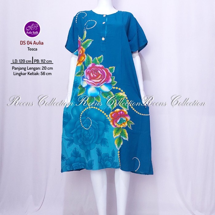 Batik Aulia Daster 04 Batik Print Daster Lengan Dek Di Bawah Lutut Kancing Depan Busui 1 Kantong