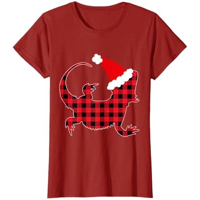 Red Plaid Bearded Dragon Topi Santa Natal Buffalo Keluarga Kaos |tTaX4wtW|