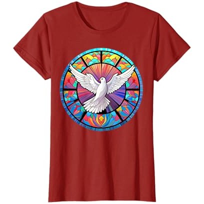 Merpati Roh Kudus Memuji Yesus Roh Kudus Dalam T-Shirt Kaca Patri |mNcUSBbt|
