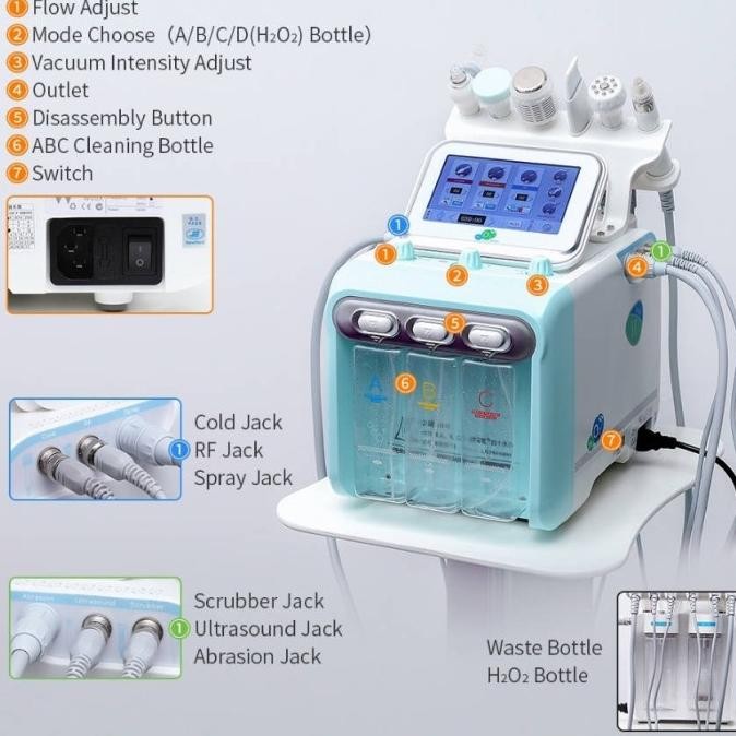 Alat Hydra Peel 11in1 Profesional - Beragam Perawatan Wajah Terbaik, Termasuk Aqua Peel, Hydrogen Ox