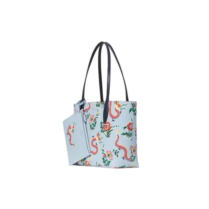 Tas Wanita Branded KS Dragon Printed Reversible Small Tote Bag - Multi