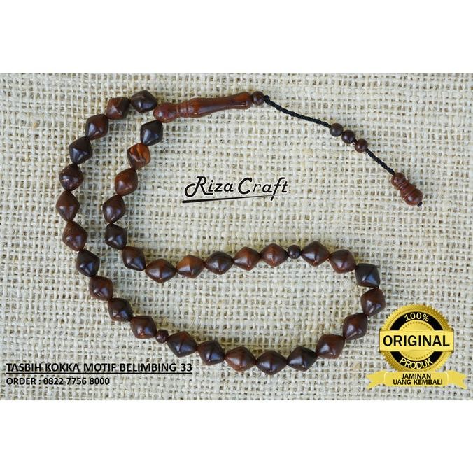 Tasbih Kayu Kokka Kaukah ASLI Turki Mekah Mesir Motif Wajik 33 Butir