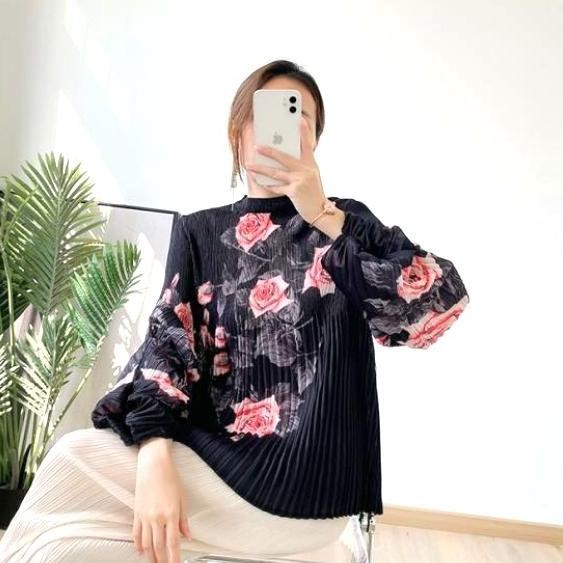 Blouse Mko Pleats Draped L Atasan Wanita Korean Look Kantor 24