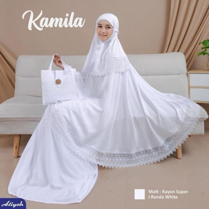 MUKENA DEWASA RAYON PREMIUM PUTIH POLOS RENDA IMPORT MEWAH MUKENAH