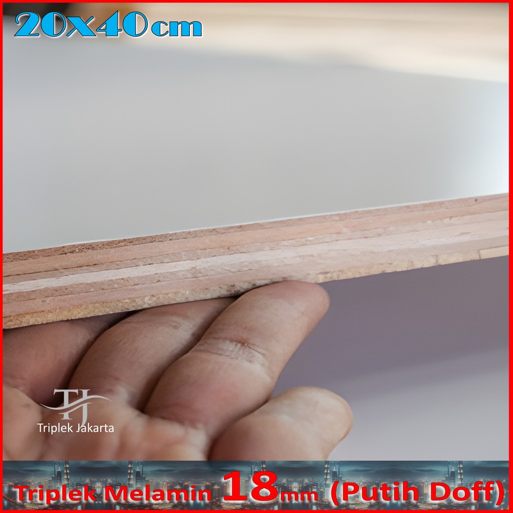 Triplek Melamin 18mm 20x40 cm ( 40x20 cm ) Triplek Putih Doff 1 Muka 18 mm 20x40 cm