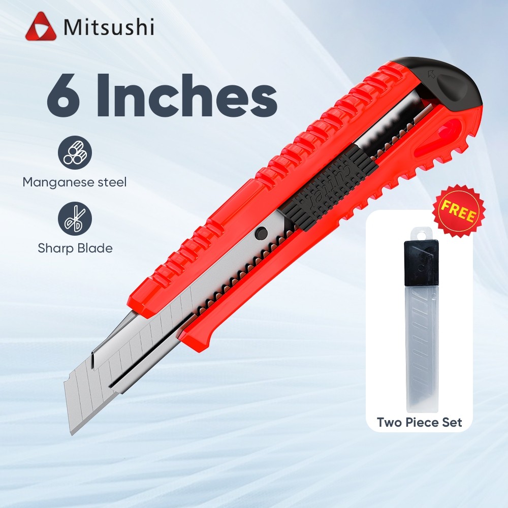 

Mitsushi Cutter Pemotong 16cm / Cutter Utilitas Knife Selft-Locking Design Alat perangkat keras