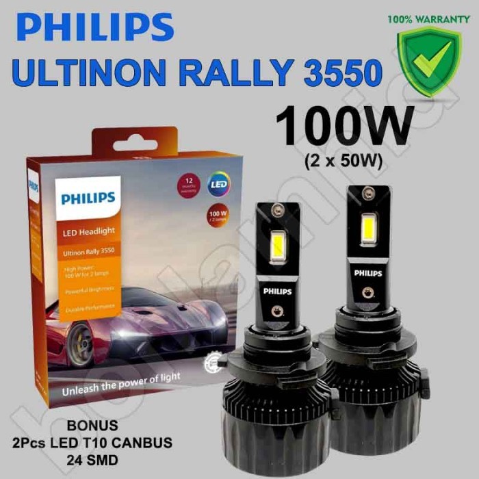 LED Philips HB3 9005 HB4 9006 Ultinon Rally Lampu LED Mobil 100W 9000L