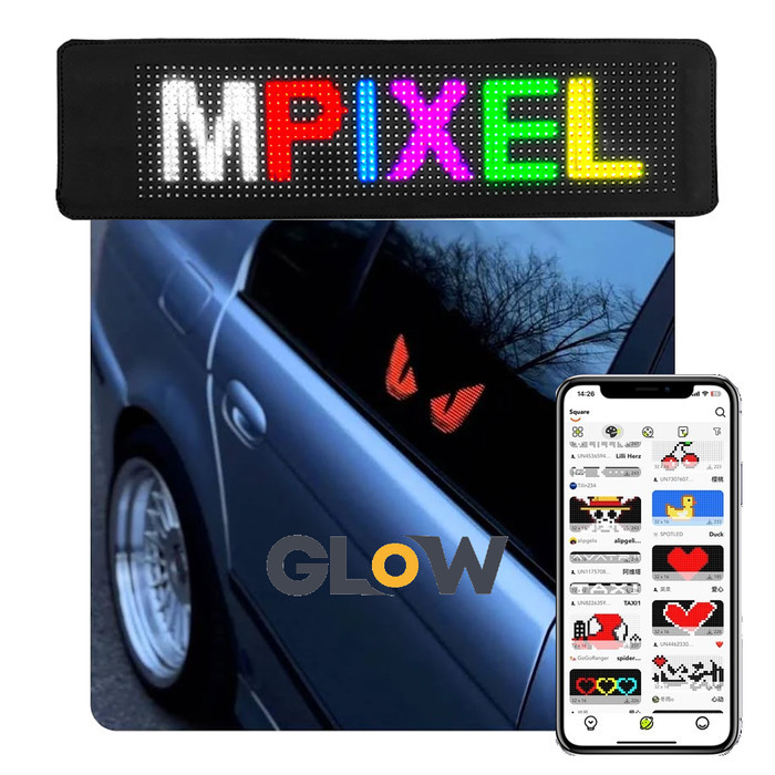 Glowflex LED Flexible Screen Mobil LED Strip Mobil RGB Bluetooth LED Running Text Mobil
