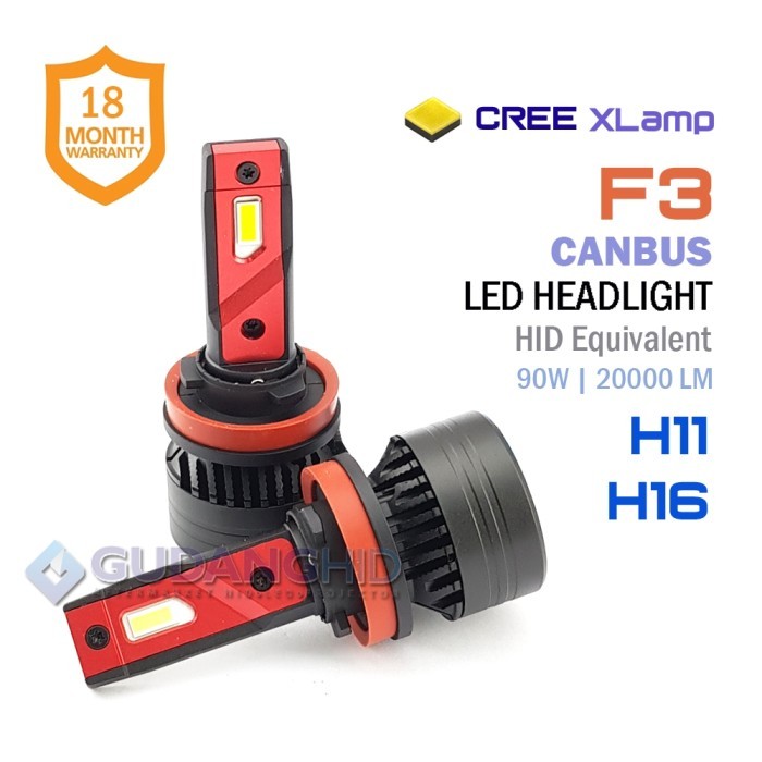 LED F3 Lampu Mobil Cree G-XP H3 H4 H7 H11 H16 HB3 HB4 HIR2 90W 20000LM