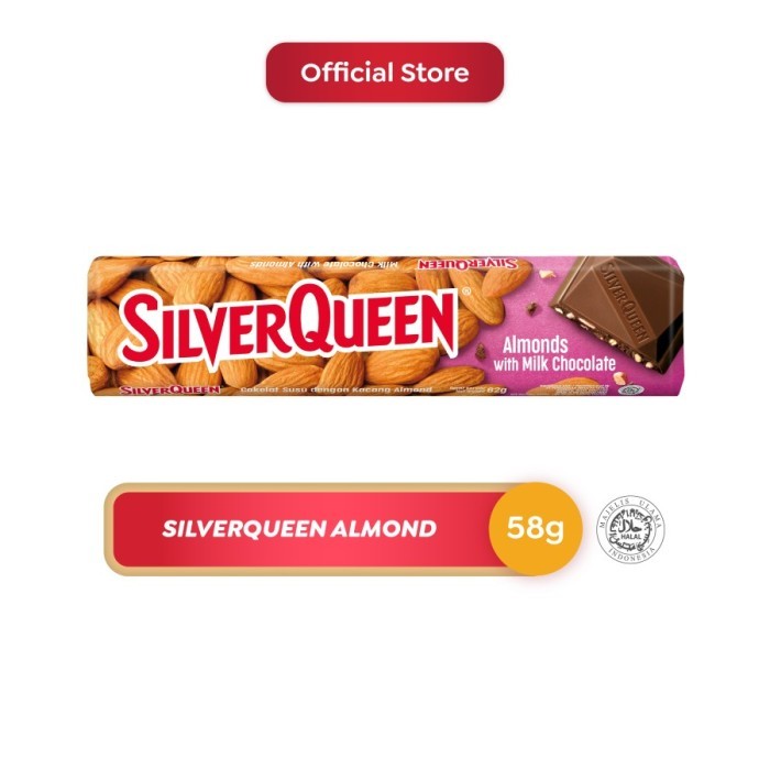 

CUCI GUDANG SILVERQUEEN Almonds With Milk Chocolate Cokelat Kacang Almond 58 gram