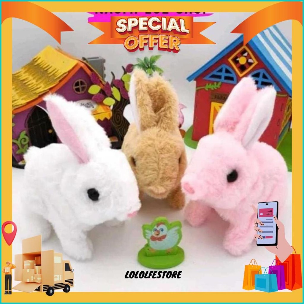 Boneka Kelinci Bulu Bisa Jalan Mainan Anak Boneka Kelinci Lucu Berjalan - Mainan Edukasi Kelinci Ber