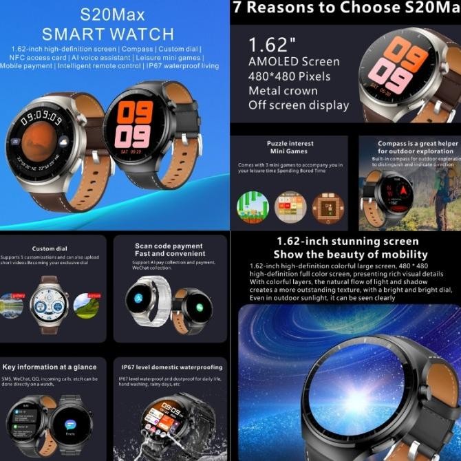 HUAWEI Smart Watch S20MAX Smart Watch Unisex Waterproof Bluetooth Call