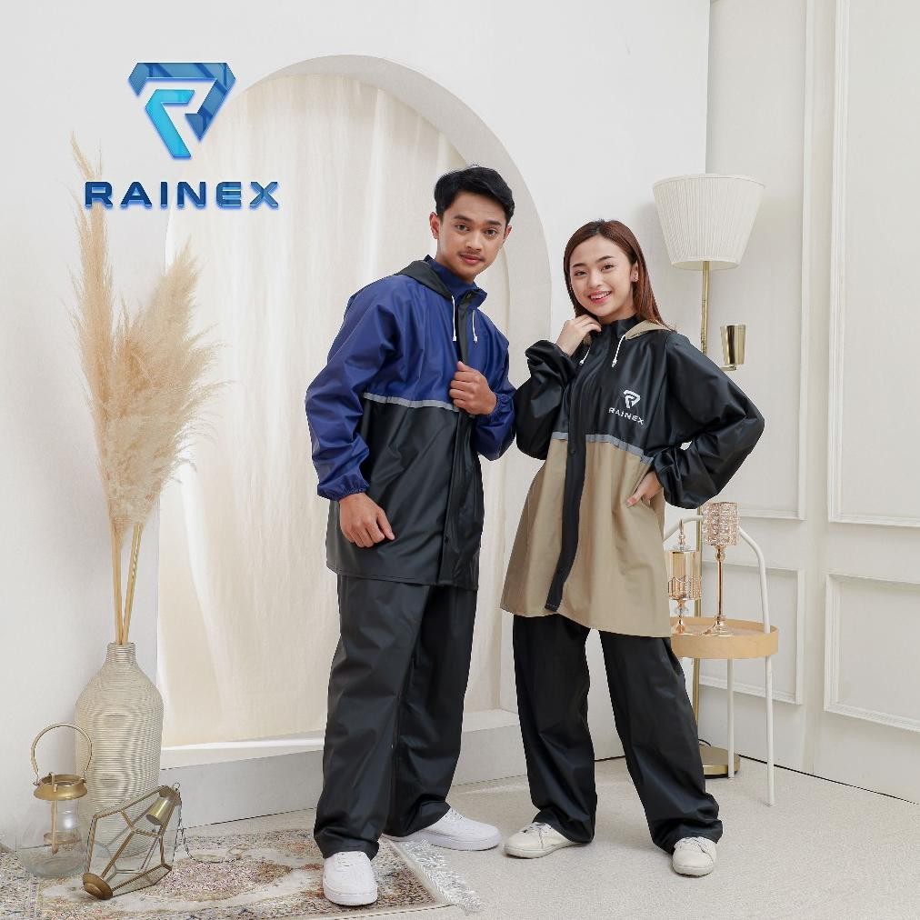 (PROMO HUJAN) JAS HUJAN SET HOODIE PREMIUM QUALITY BY RAINEX RAINCOAT (Pria & Wanita) Anti Rembes,De