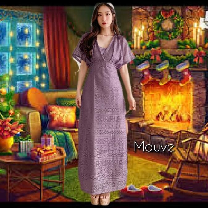 baju gaun pesta wanita blouse natal party korea fawnia dress lilac ES77