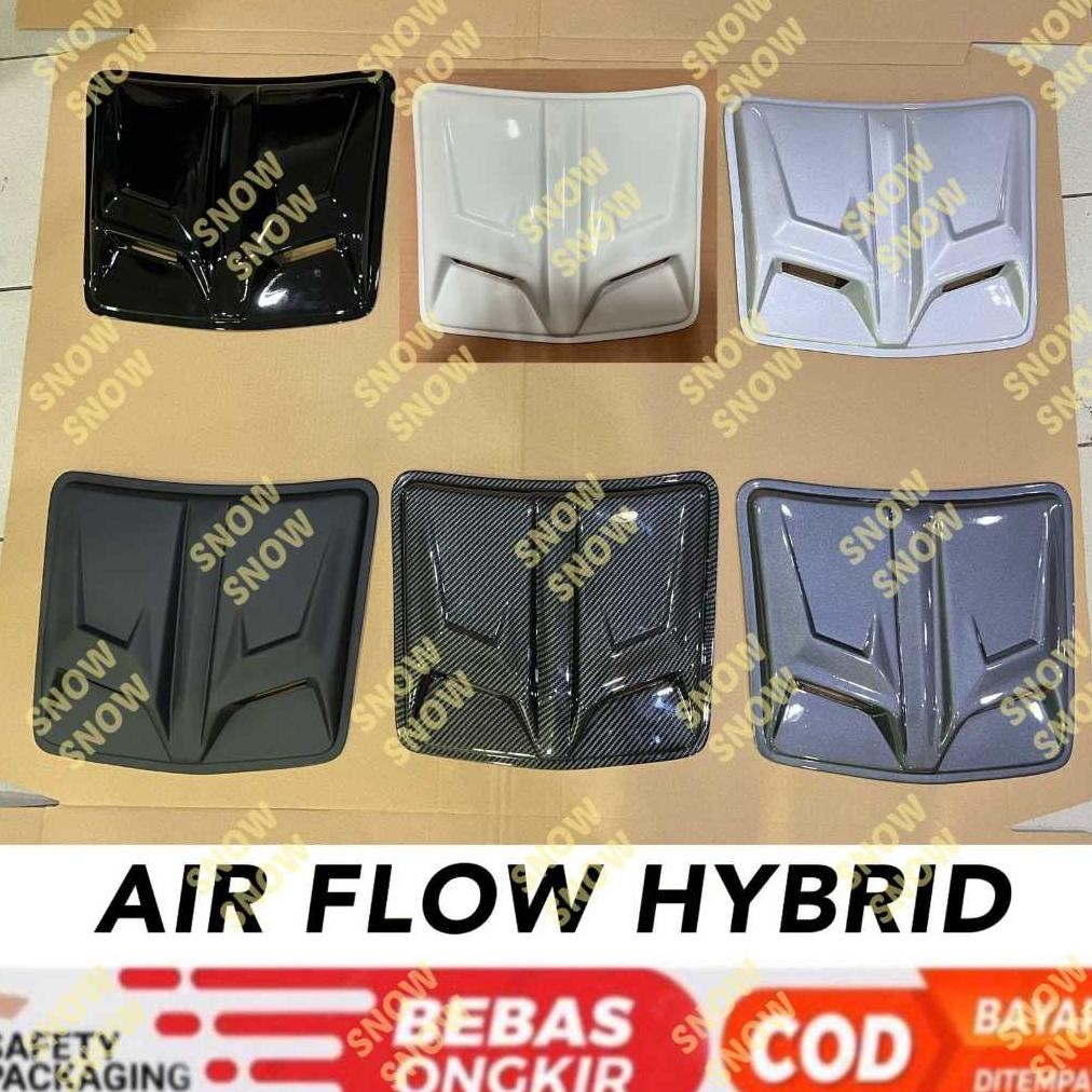 (PROMO) Air Flow Hybrid Side Kap Mesin Hitam Carbon Silver Abu Putih Mobil Universal Pajero Fortuner