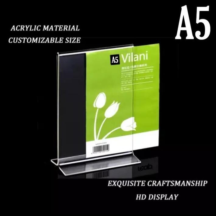 

TERMURAH HT1 TEMPAT BROSUR A5/ TENT HOLDER / TENT CARD AKRILIK / NOMOR MEJA AKRILIK !!!!!!