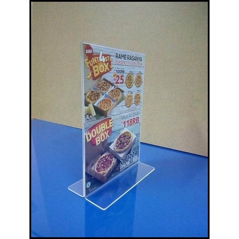 

HOT DEAL ACRYLIC TENTCARD/NOMOR MEJA ARYLIC/PAPAN NAMA /TEMPAT BROSUR UK A4 !!!!!