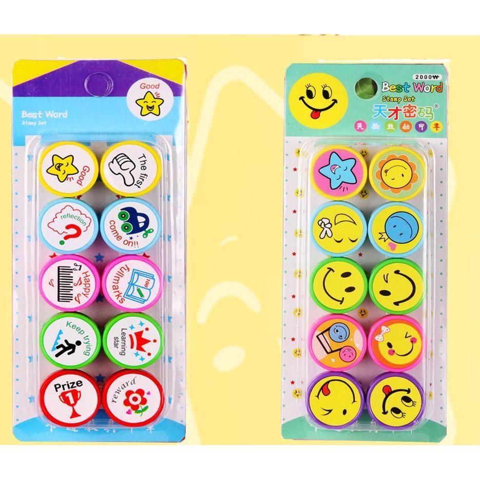

[Khusus Batam] Stempel Emoticon, Cap Penghargaan Anak Isi 10Pcs [G]