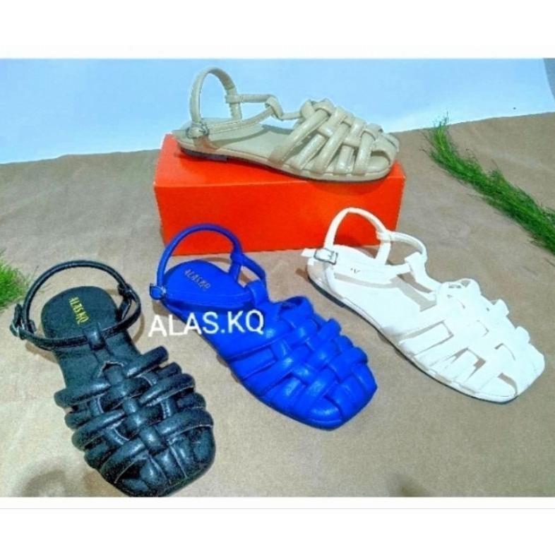 Sandal Flat Wanita Kekinian Kekinian Import Korea Size 35 41 Md 01