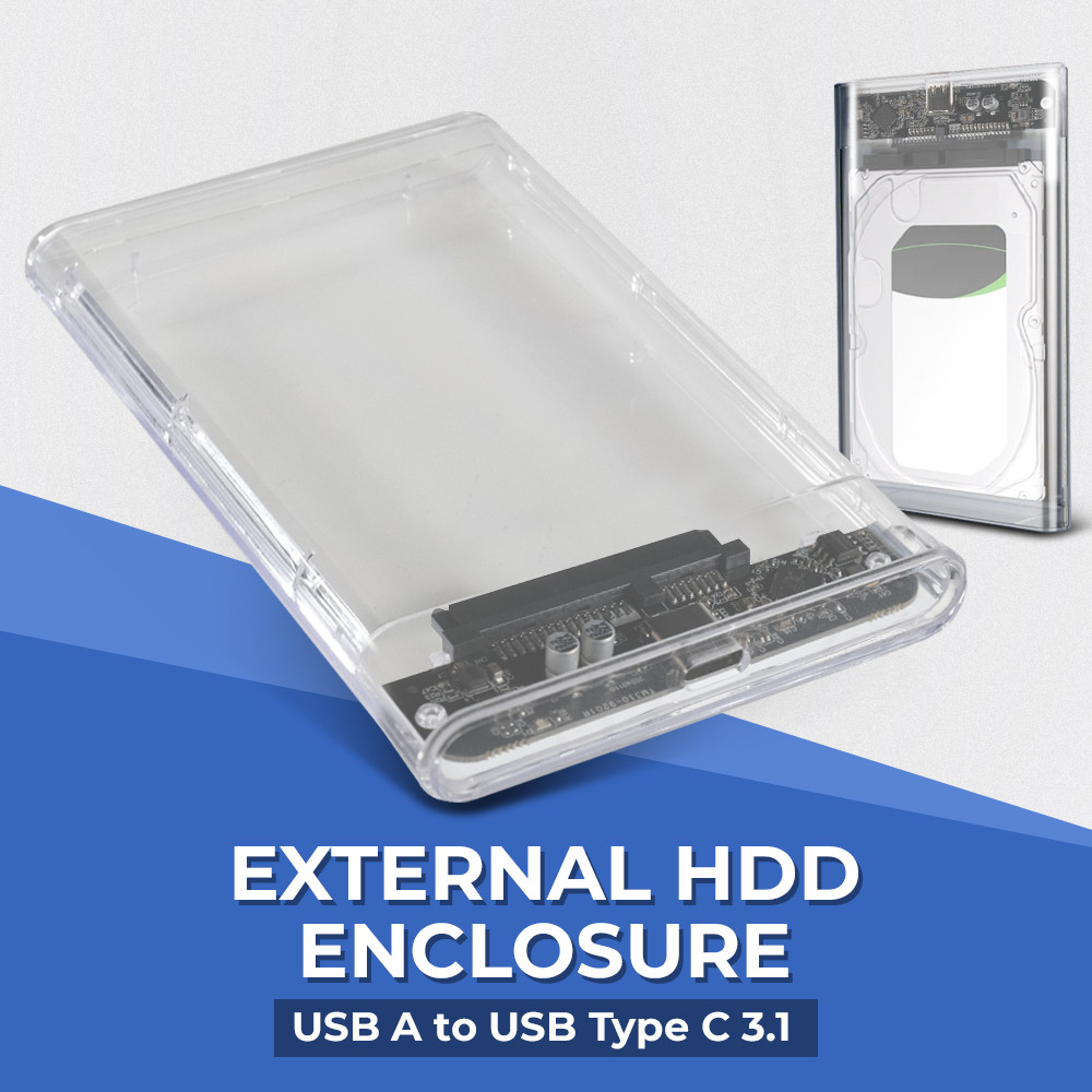 External HDD Enclosure 2.5 Inch USB A to USB Type C 3.1 - WTZ-31 - Transparan | PBN