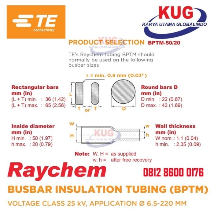 Bptm 50/20. Raychem Busbar Insulation Tubing (Bptm)