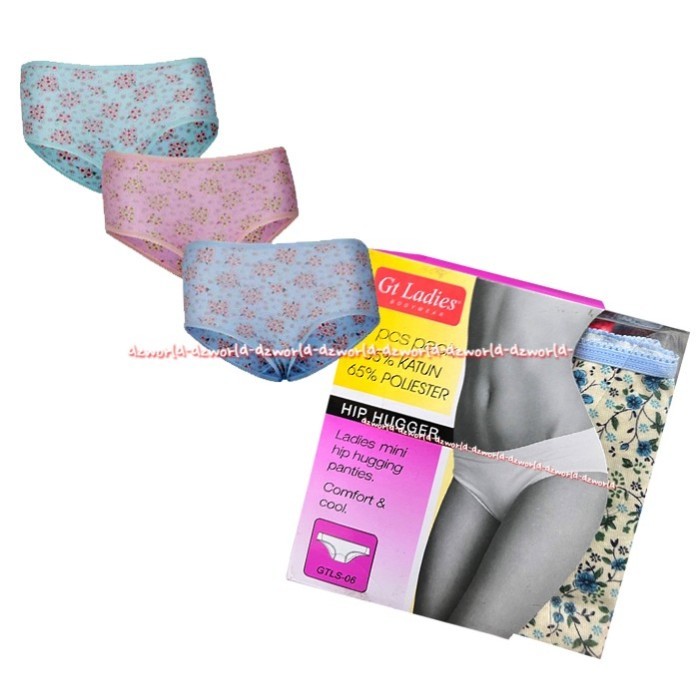 

Gt Ladies 3pcs Hip Hugger Ladies Mini Celana Dalam Katun Motif Bunga