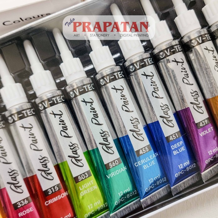 

V-Tec Glass Paint 12X12Ml Gpc-8012 Cat Kaca #Original