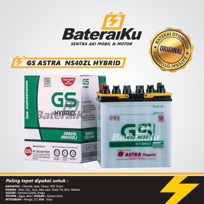 Aki Mobil Calya,Agya,Ayla,Brio,Xpander,Jazz GS Astra Hybrid NS40ZL