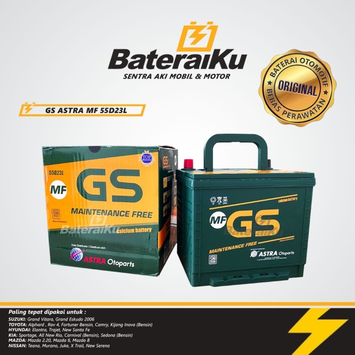 JUAL AKI MOBIL GS ASTRA 55D23L AKI KERING UNTUK ALPHARD, FORTUNER, DLL