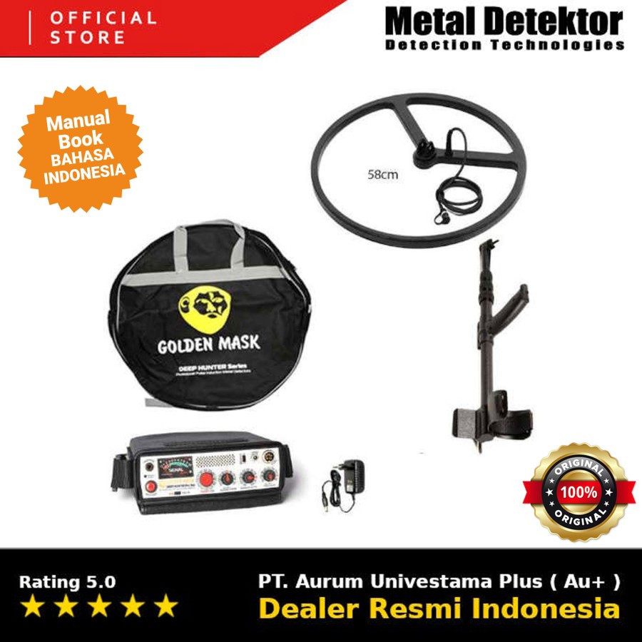 Metal Detektor Golden Mask Deep Hunter Pro 5 Paket 2 Alat Pencari Emas & Harta Karun Di Kedalaman Ex