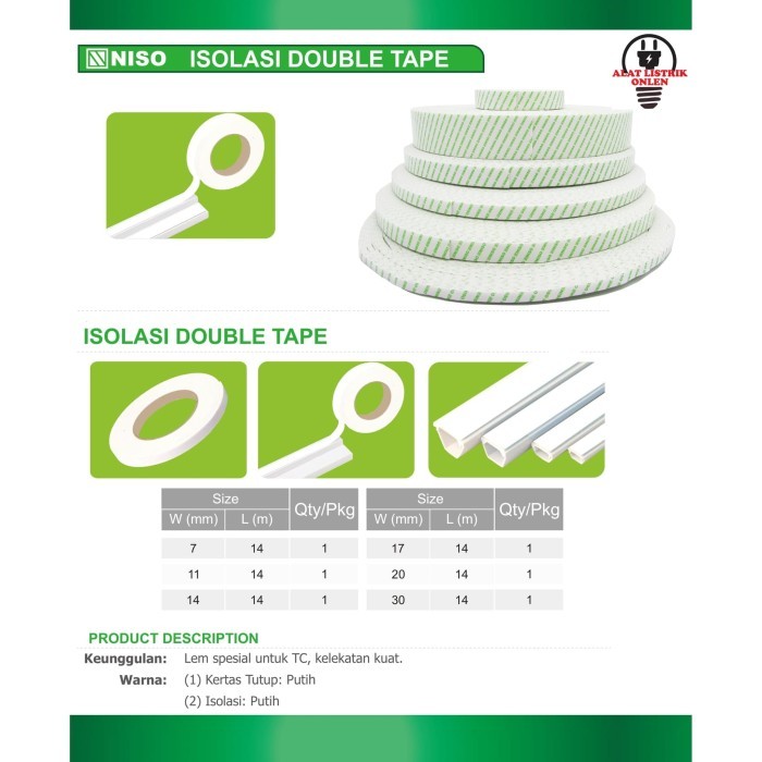 

TERBARU - DOUBLE TAPE PE FOAM SOLASI BB BUSA 30 MM X 30 M PUTIH LEM ISOLASI NISO