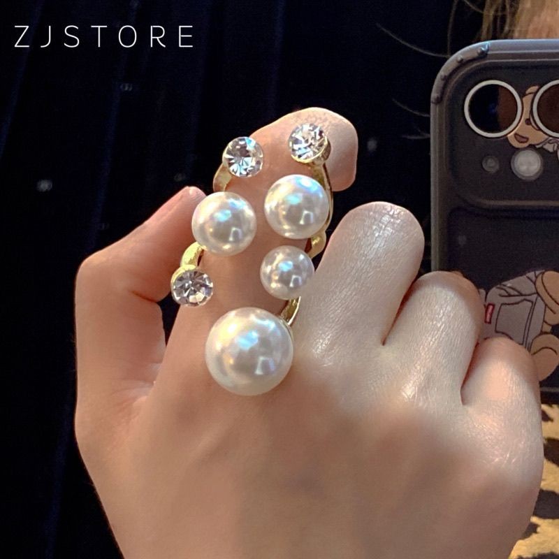 Vintage Pearl Knuckle Ring Index Finger with Opening Ring