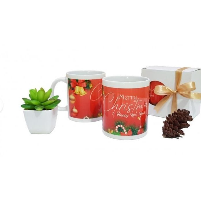 klp Mug Natal + Kotak Merry Christmas -Mug Motif Natal-Gelas-Kado Natal-Souvenir Mug