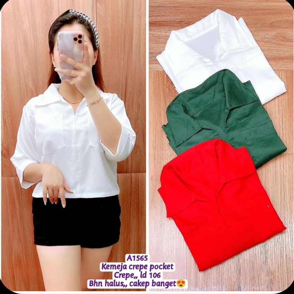 Murah Sale Promo Setelan Wanita Imlek Moscrepe Lengan Pendek Kekinian/ Blouse Wanita / Fashion Korea