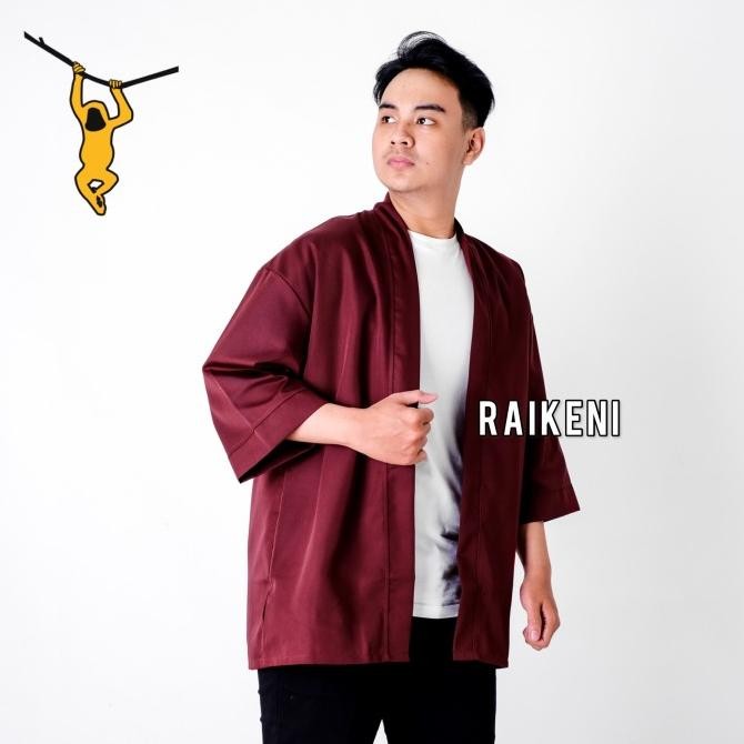 Sale Kimono Pria Merah Maroon | Outer Pria | Jaket Pria | Cardigan Pria