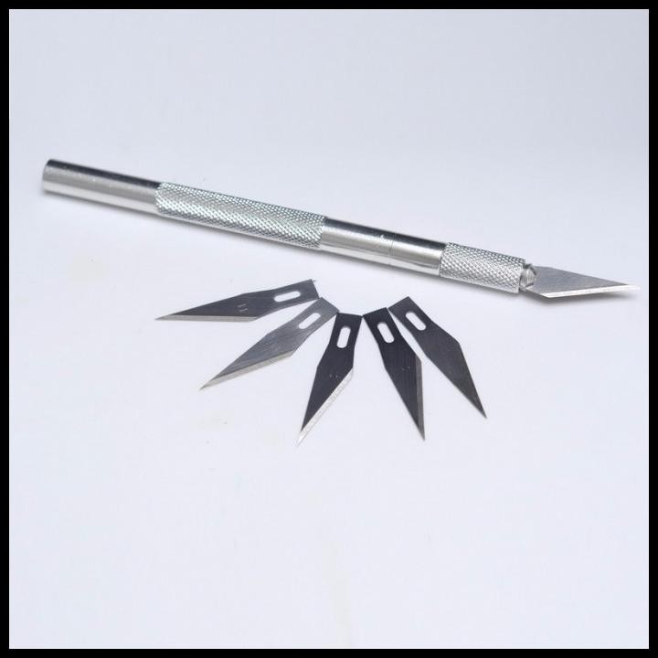 

Pisau Ukir Hobby Crafting Art Knife Metal Handle Dengan 4 Mata Pisau