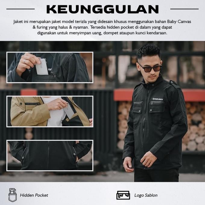 Murah Jaket Casual Jacket Pria Polos Canvas Sleting Saku Dalam Tebal Terizla