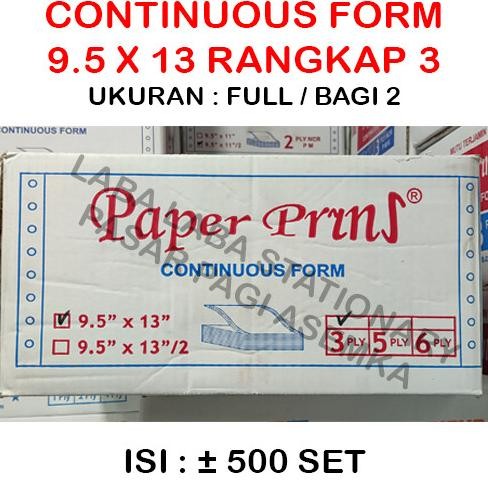 

TERMURAH - Continuous Form Paper Print 9.5 x 13 // 9.5 x 13/2 Rangkap 3