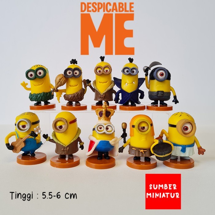 Set Figure Koleksi Minion / Topper Hiasan Kue Ultah Minion 10 pcs