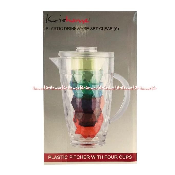 

Krishome Plastic Drinkware Set Clear Set Teko Dan Gelas Plastik Cerek