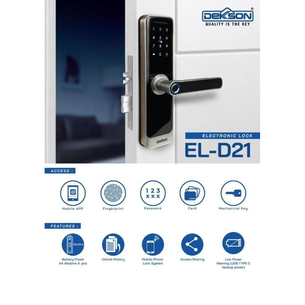 TERBARUUU ELECTRONIC LOCK DEKKSON EL D21 Black / Kunci digital smart lock DEKSON
