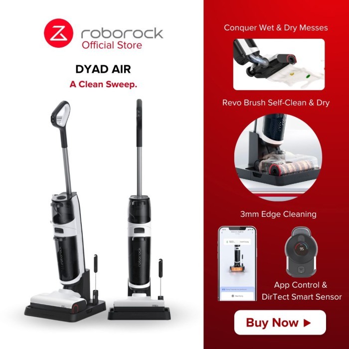 Roborock Dyad Air - Robot Vacuum Cleaner dengan Daya Hisap 17.000Pa