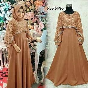 GAMIS BRUKAT / DRESS PESTA TERBARU TIARA MAXI COKLAT SUSU MURAH