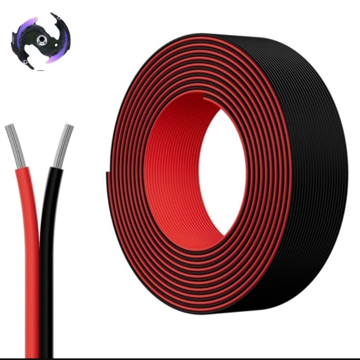 BERKUALITAS Kabel Listrik AWG18 2 Jalur Merah Hitam Tembaga Serabut Putih AWG 18
