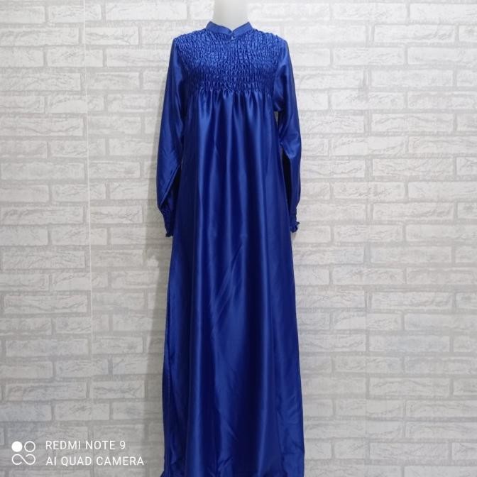 GAMIS MURAH/SATIN IMPORT/BIRU ELEKTRIK
