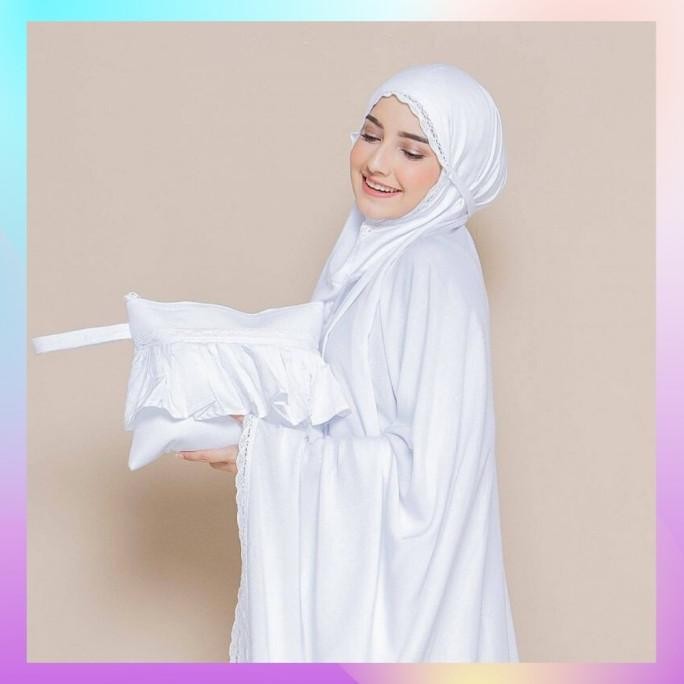MUKENA DEWASA JUMBO PUTIH POLOS RAYON PREMIUN ADEM / MUKENAH TERBARU