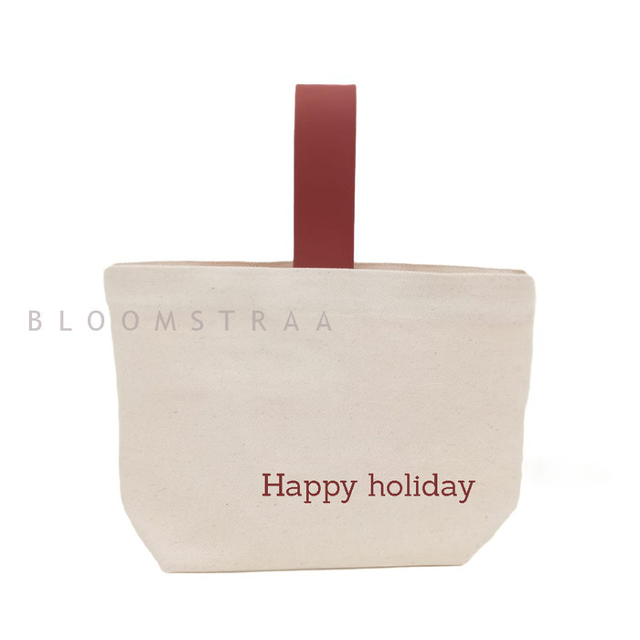 

[ Apricot B ] Tas Kanvas Hampers Bag Tote Canvas Leather Handle Goodie