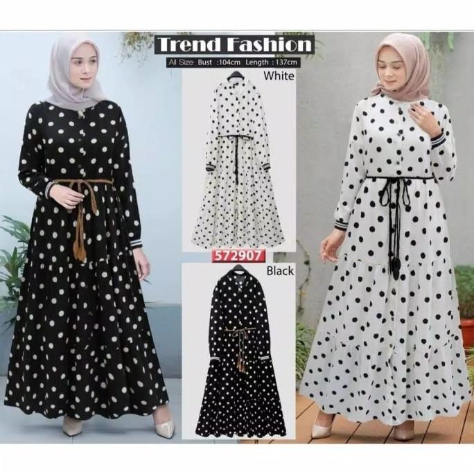 GAMIS AQILA POLKA DRESS WANITA